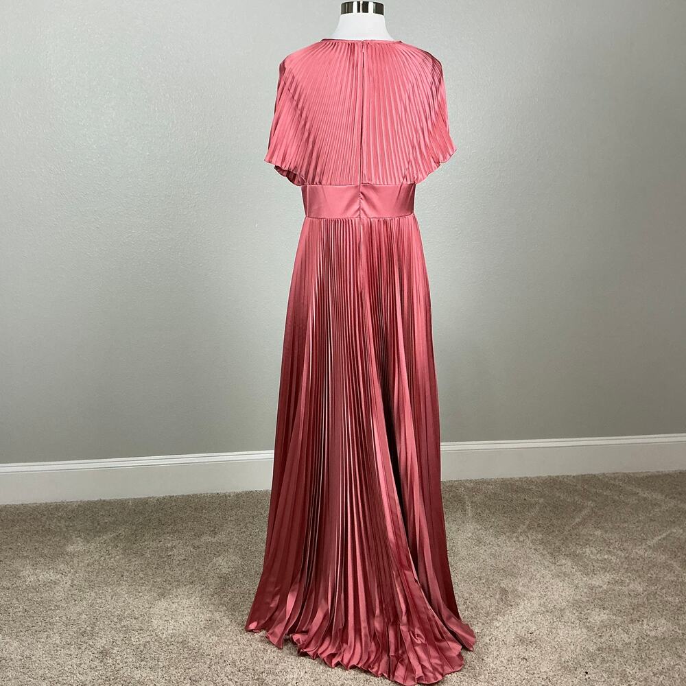 Mac Duggal 11637 Pleated Satin A-Line Evening Gown Dusty Rose Pink Size 8 Dress - Picture 7 of 12